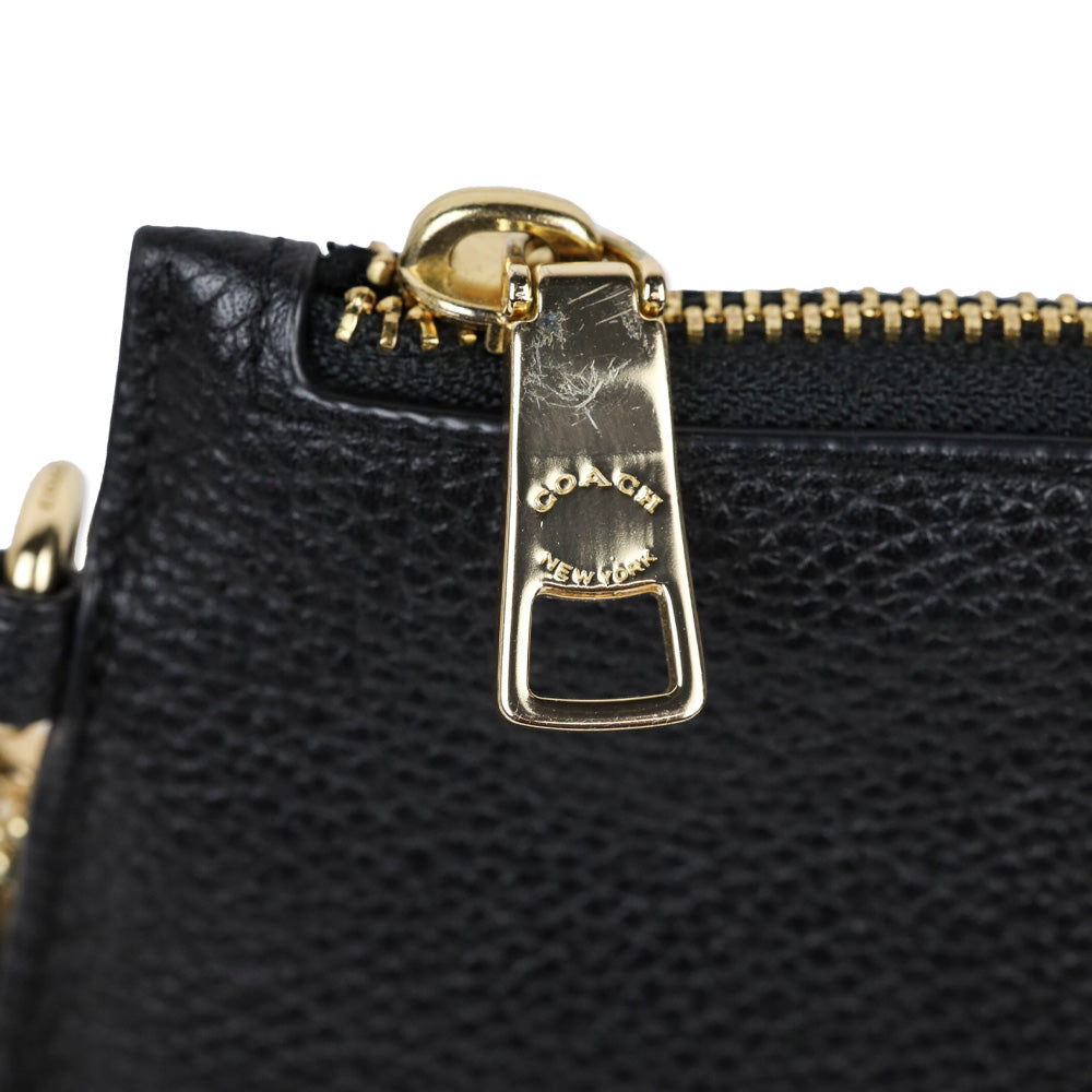 Coach Black Pebble Leather Wristlet