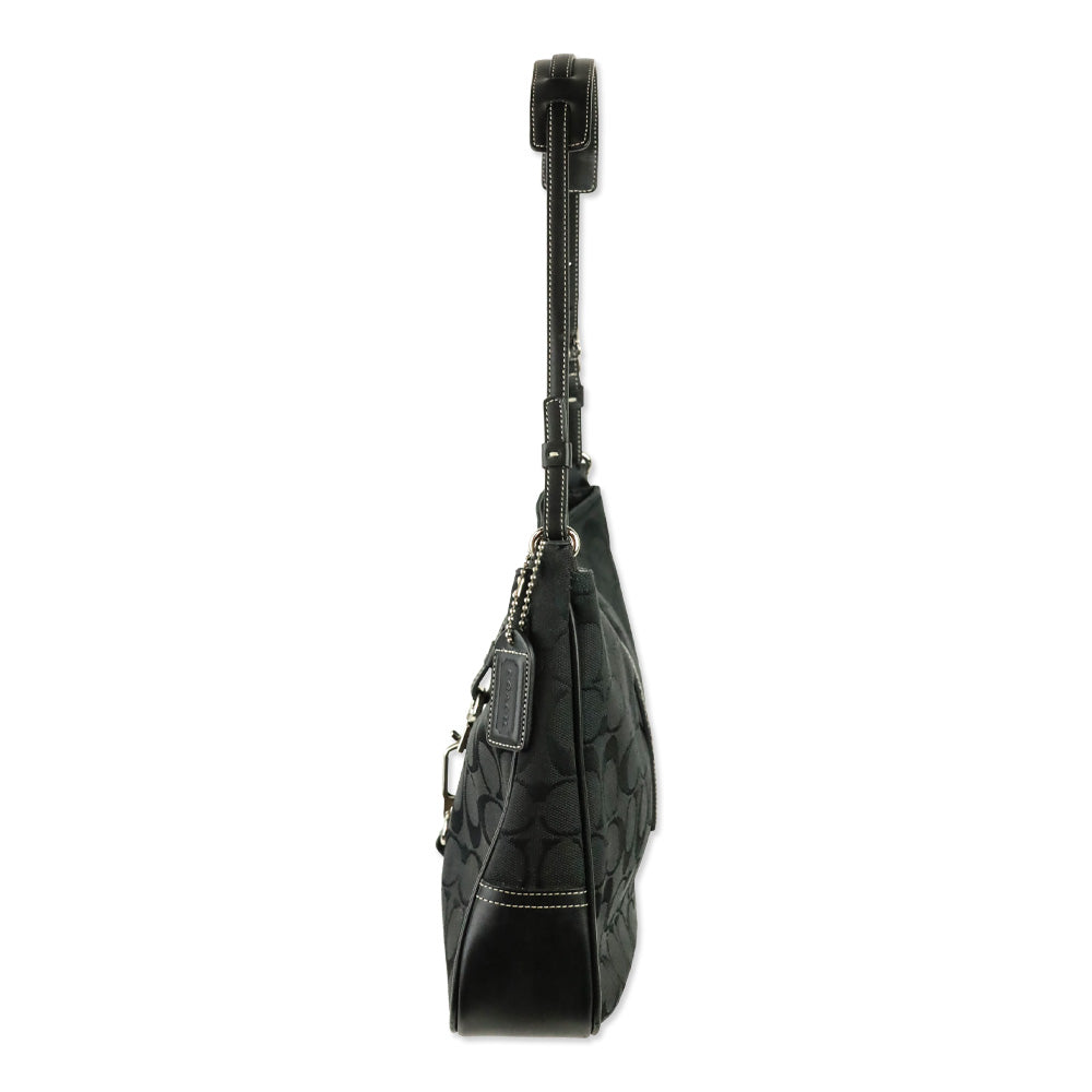 Coach Black Signature Canvas Hampton Shoulder Bag