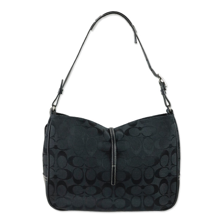 Coach Black Signature Canvas Hampton Shoulder Bag