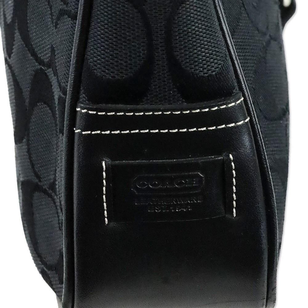Coach Black Signature Canvas Hampton Shoulder Bag