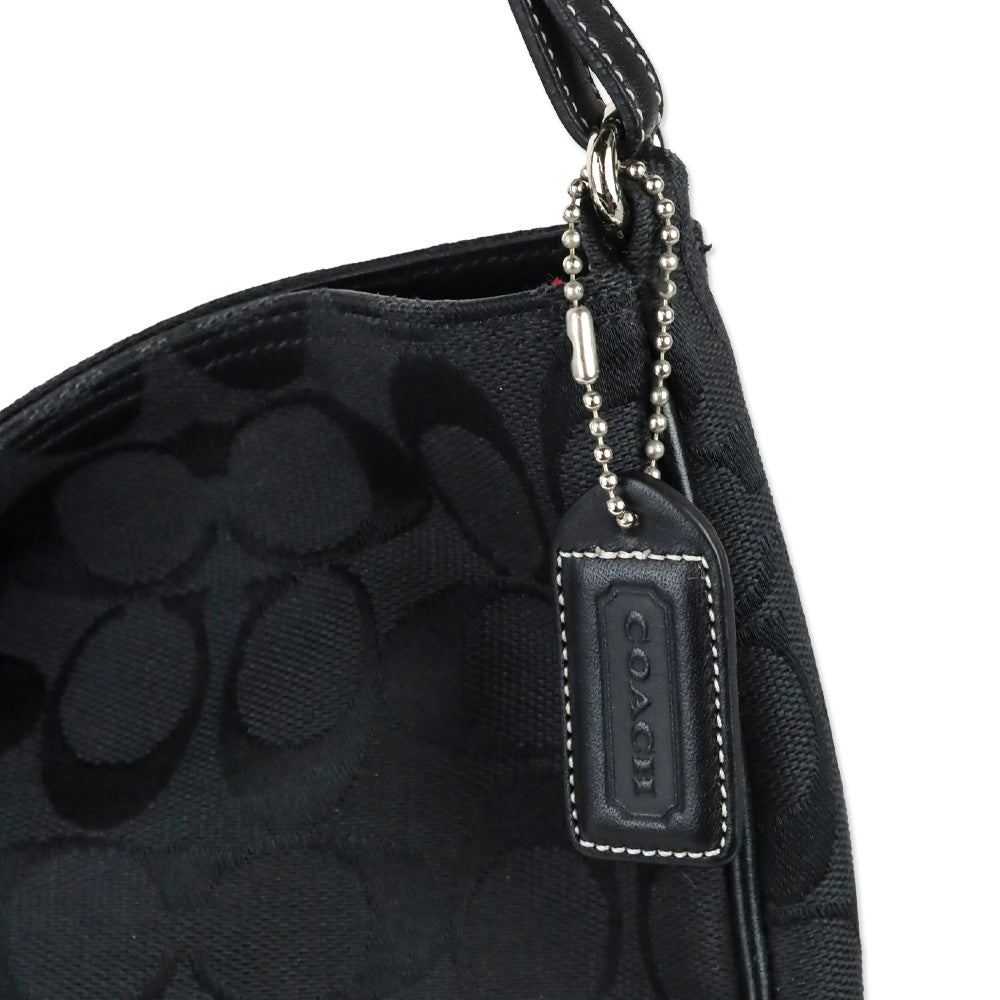 Coach Black Signature Canvas Hampton Shoulder Bag