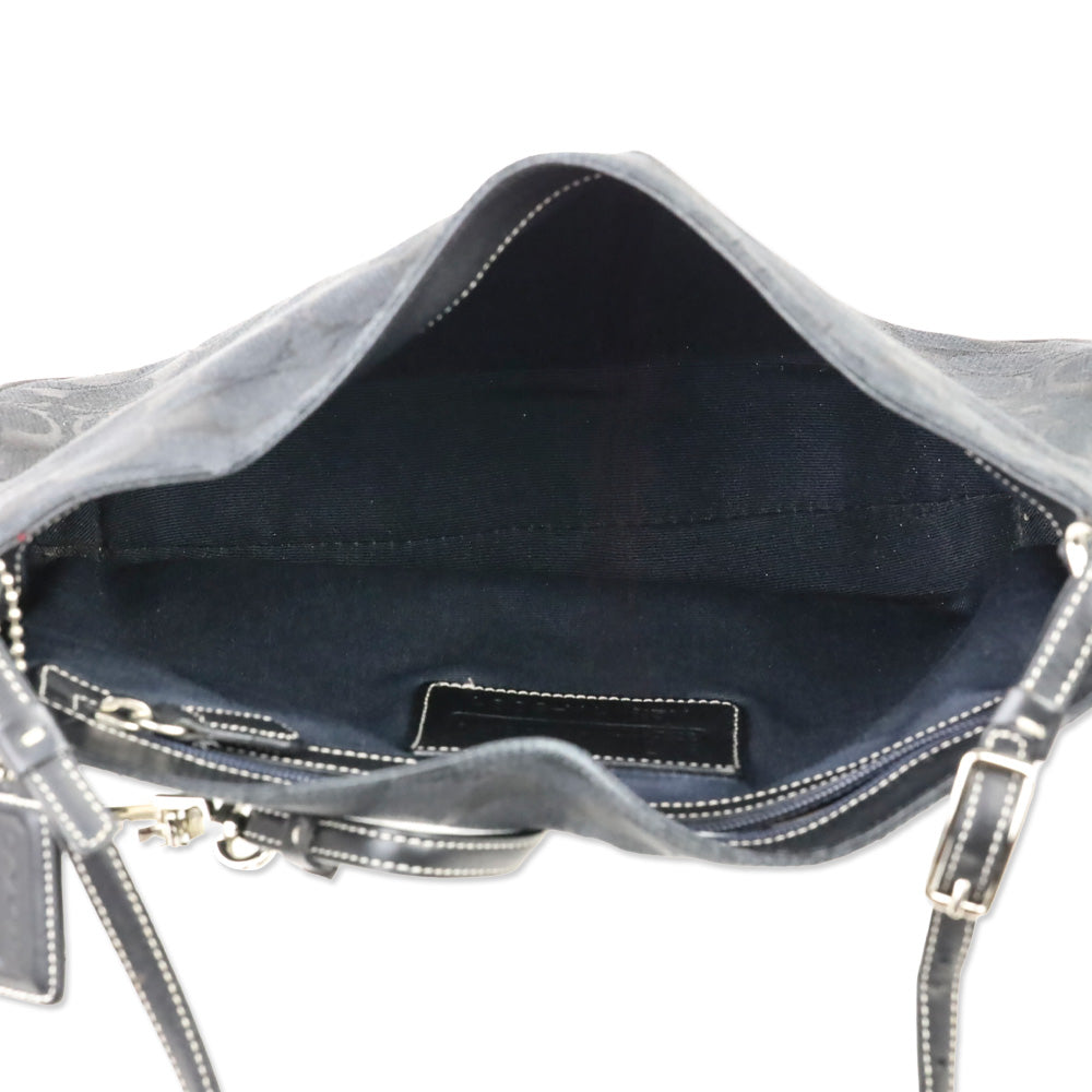 Coach Black Signature Canvas Hampton Shoulder Bag