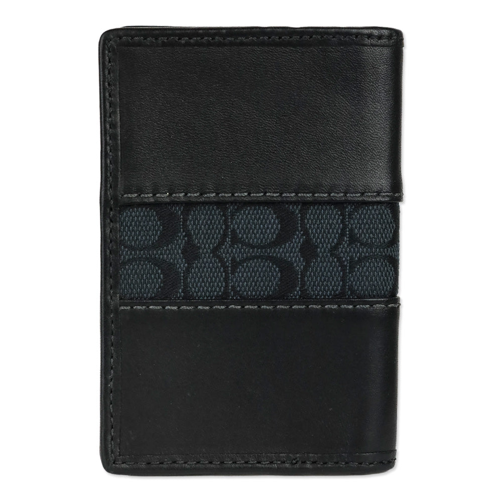 Coach Black Signature Canvas/Leather Stripe Large Card Case
