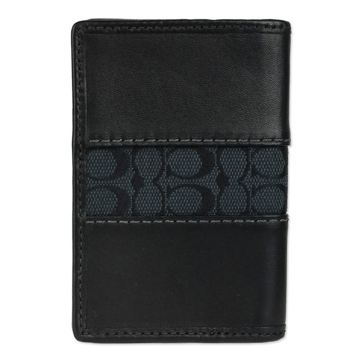 Coach Black Signature Canvas/Leather Stripe Large Card Case