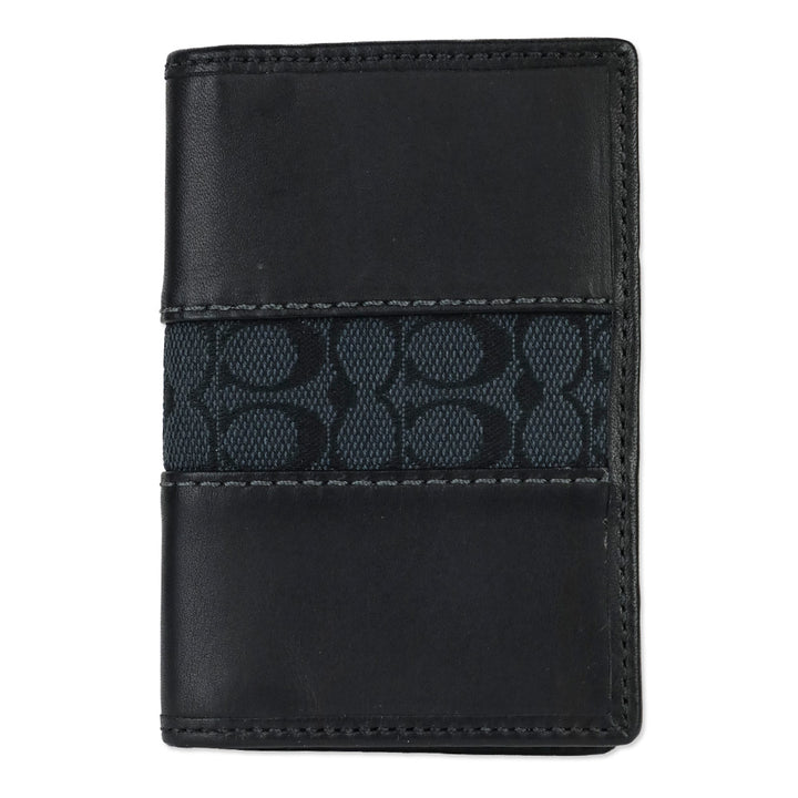 Coach Black Signature Canvas/Leather Stripe Large Card Case