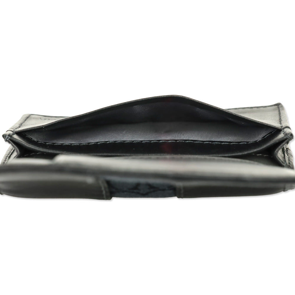 Coach Black Signature Canvas/Leather Stripe Large Card Case