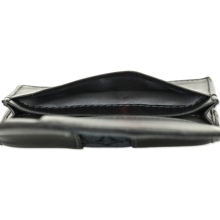 Coach Black Signature Canvas/Leather Stripe Large Card Case