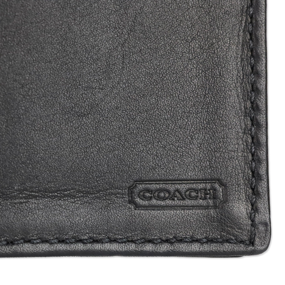 Coach Black Signature Canvas/Leather Stripe Large Card Case