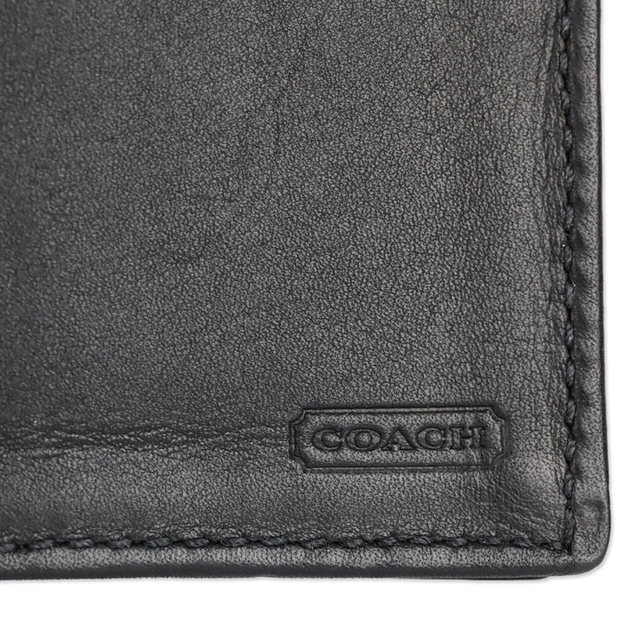 Coach Black Signature Canvas/Leather Stripe Large Card Case