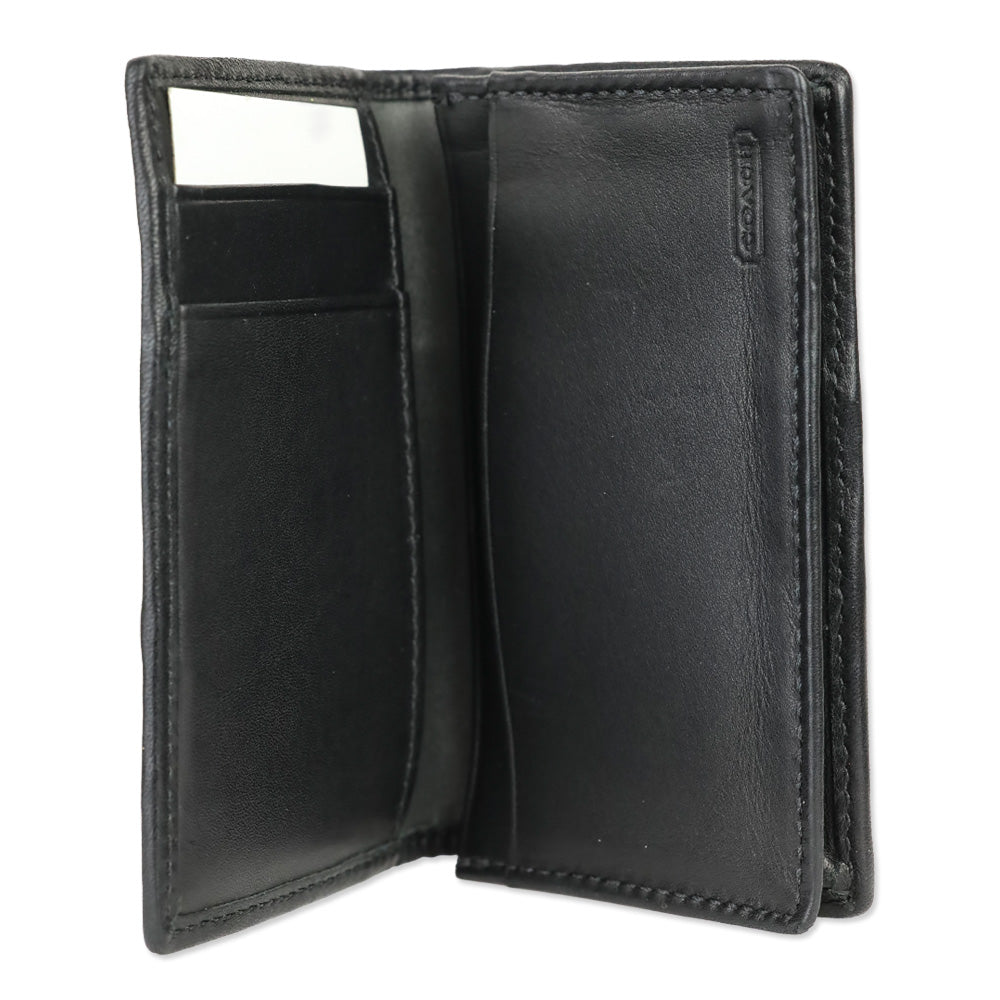 Coach Black Signature Canvas/Leather Stripe Large Card Case