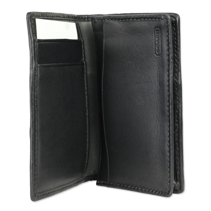 Coach Black Signature Canvas/Leather Stripe Large Card Case