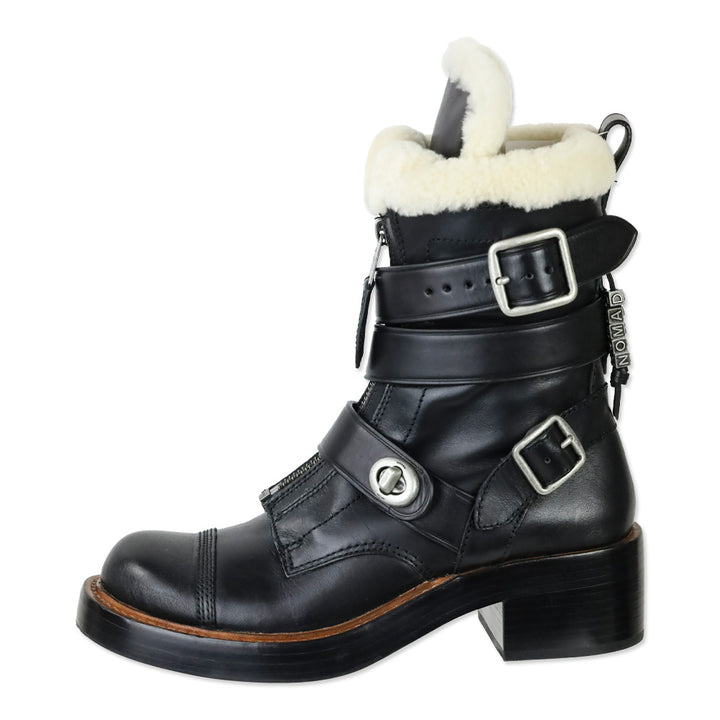 Coach Black Vegan Leather Shearling Zip Moto Boots