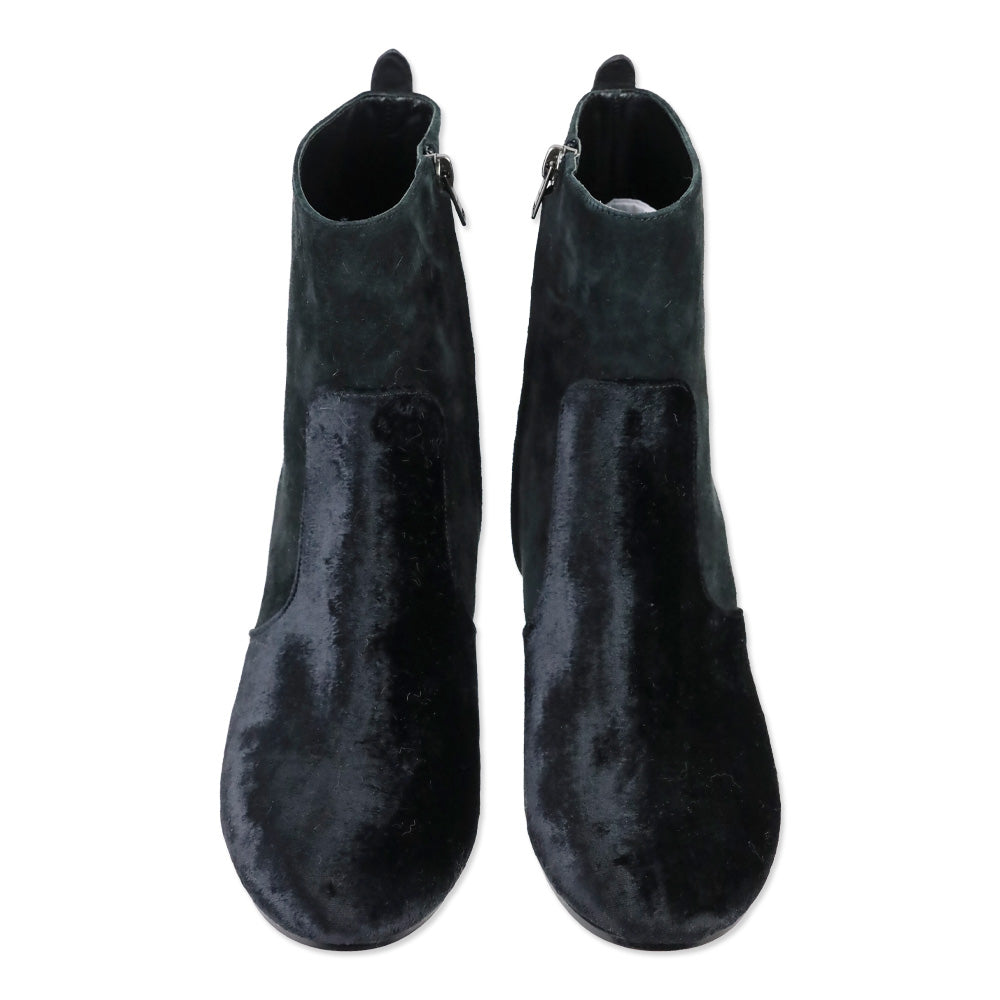Coach Black Velvet Suede Juliet Ankle Booties with Floral Heel Charms