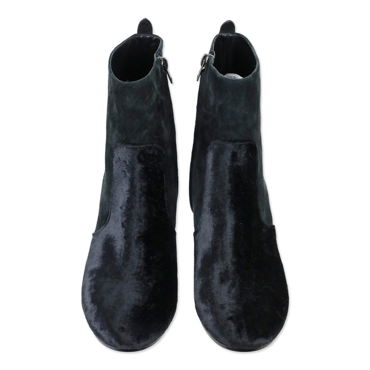 Coach Black Velvet Suede Juliet Ankle Booties with Floral Heel Charms