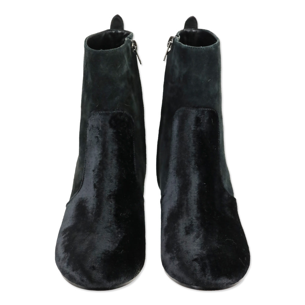 Coach Black Velvet Suede Juliet Ankle Booties with Floral Heel Charms