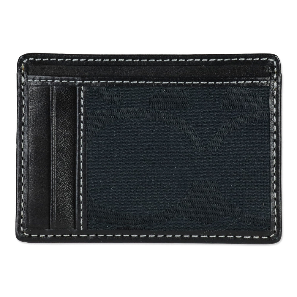 Coach Black/Black Signature Canvas Leather Slim Card Case