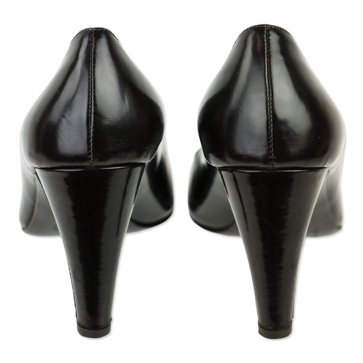 Coach Brown Glossy Leather Hook Buckle Accent Pump