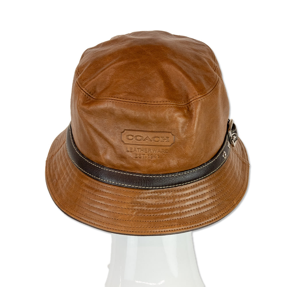 Coach Soho Brown Leather Bucket Hat