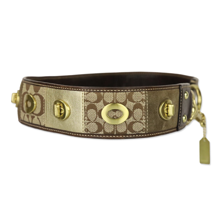 Coach Brown Patchwork Leather Turnlock Belt
