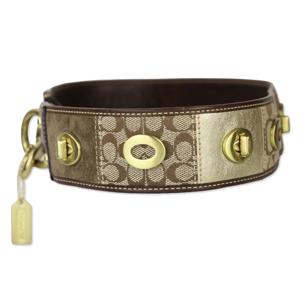 Coach Brown Patchwork Leather Turnlock Belt
