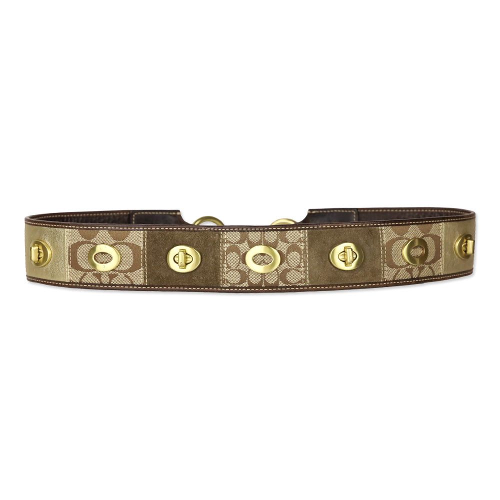Coach Brown Patchwork Leather Turnlock Belt