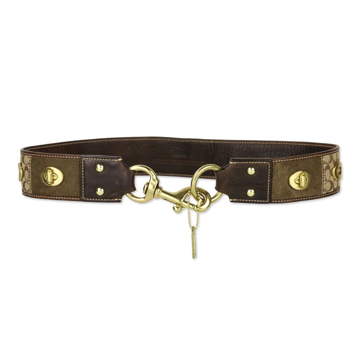 Coach Brown Patchwork Leather Turnlock Belt