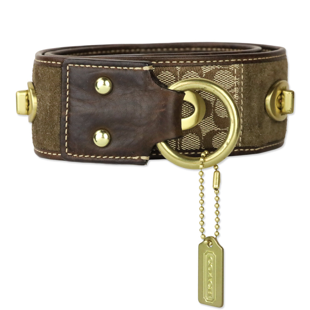 Coach Brown Patchwork Leather Turnlock Belt