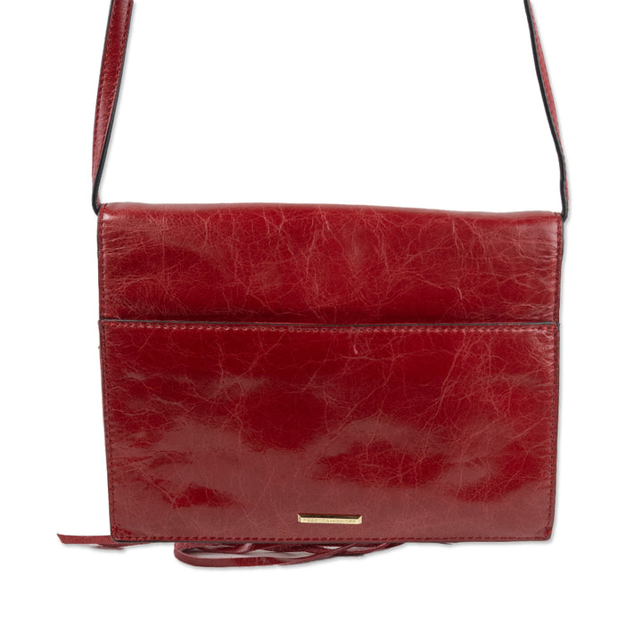 Rebecca Minkoff Red Textured Leather Crossbody