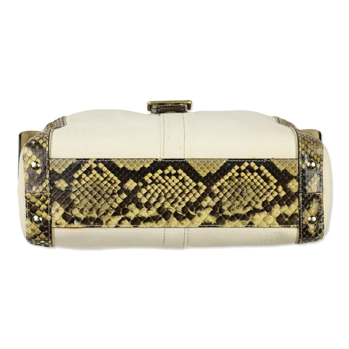 Coach Canvas Python Trim Boxy Tote