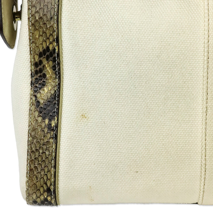 Coach Canvas Python Trim Boxy Tote