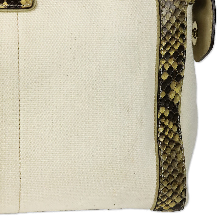 Coach Canvas Python Trim Boxy Tote