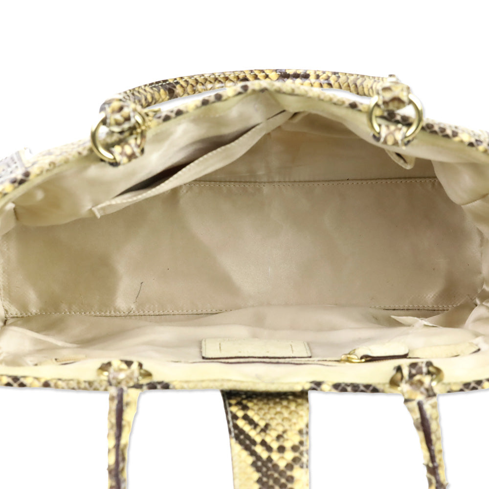 Coach Canvas Python Trim Boxy Tote