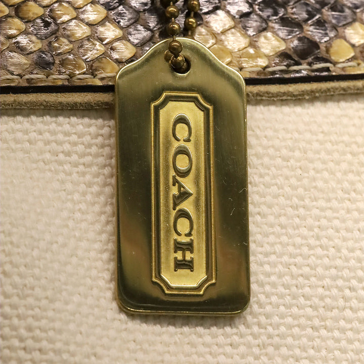 Coach Canvas Python Trim Boxy Tote
