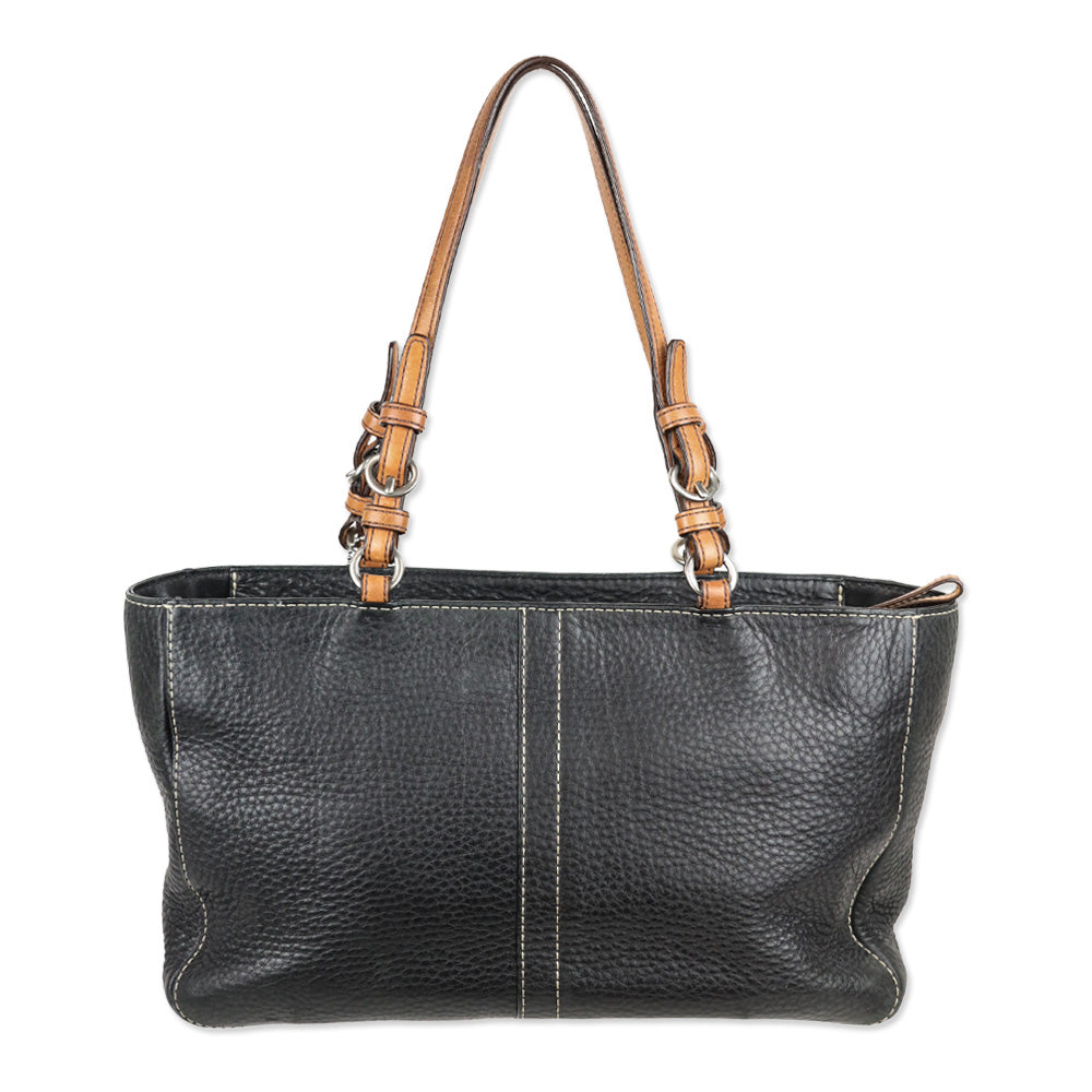 Coach Chelsea F10892 Pebbled Black Tan Leather Tote Bag
