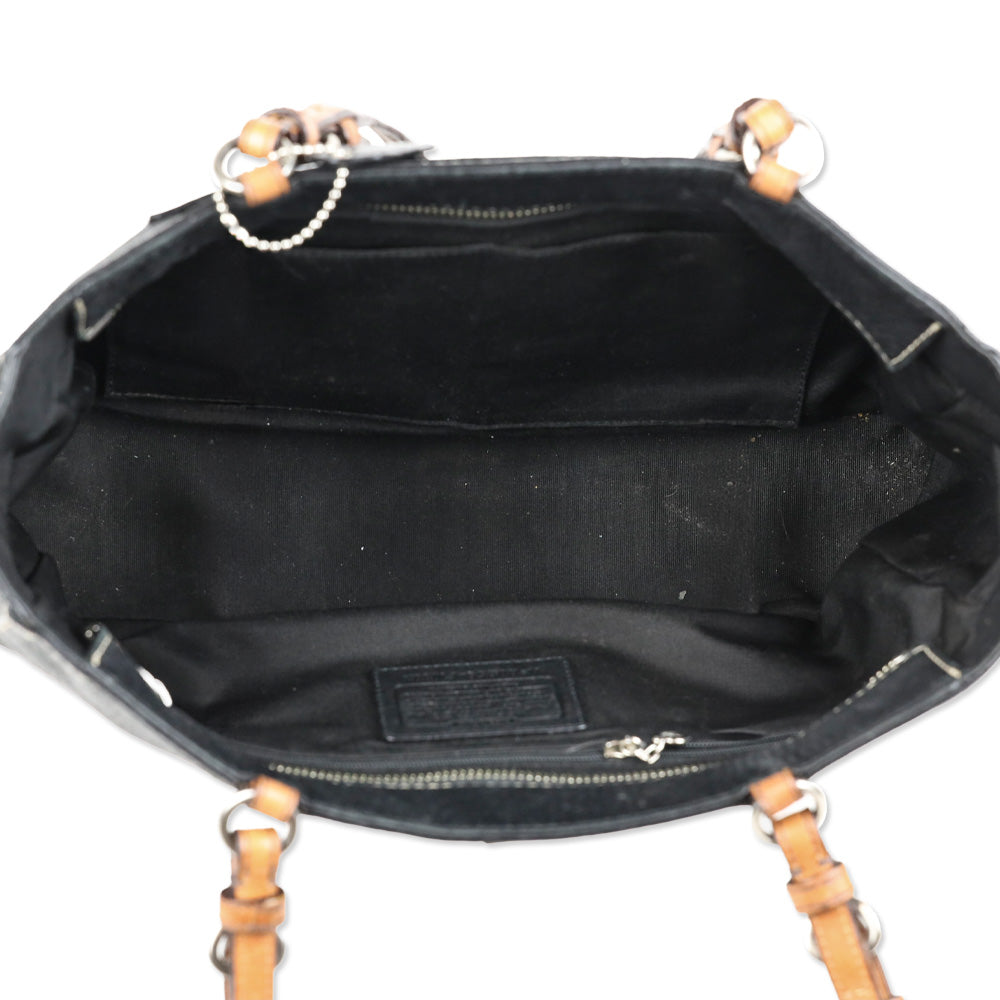 Coach Chelsea F10892 Pebbled Black Tan Leather Tote Bag