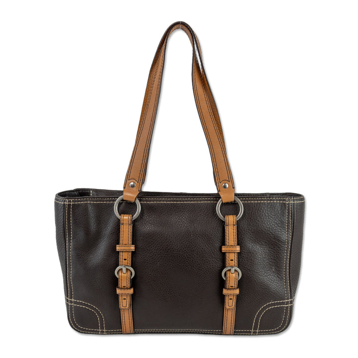 Coach Chelsea Pebbled Brown Leather Buckle Satchel