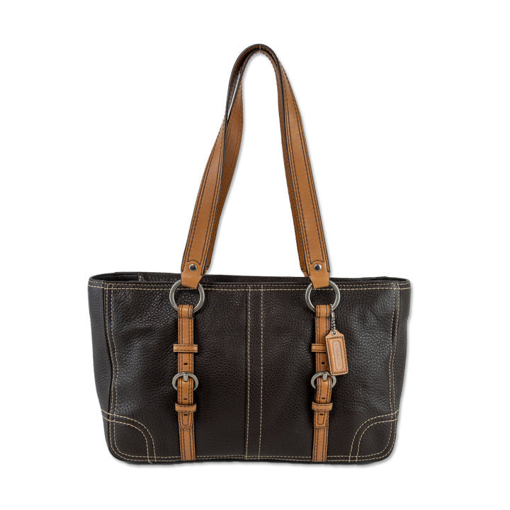 Coach Chelsea Pebbled Brown Leather Buckle Satchel