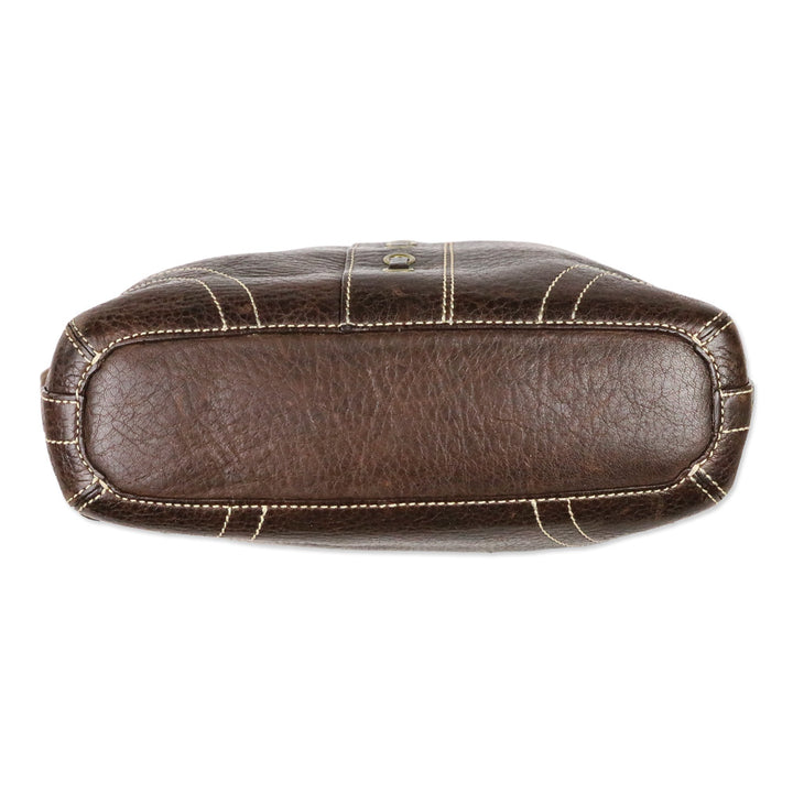 Coach Brown Laced Leather Whipstitch Tassel Hobo Bag