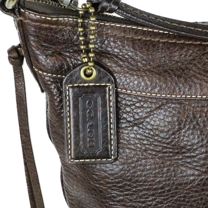 Coach Brown Laced Leather Whipstitch Tassel Hobo Bag