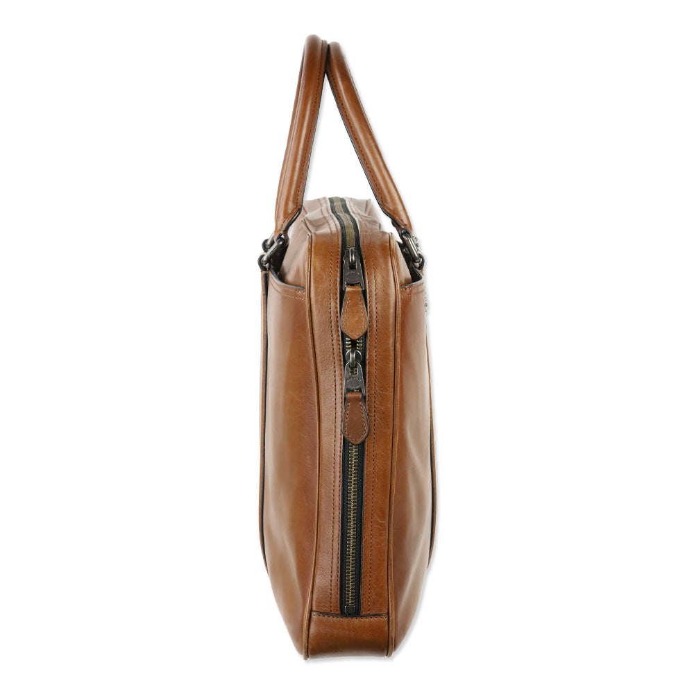 Coach Cognac Leather Metropolitan Slim Brief