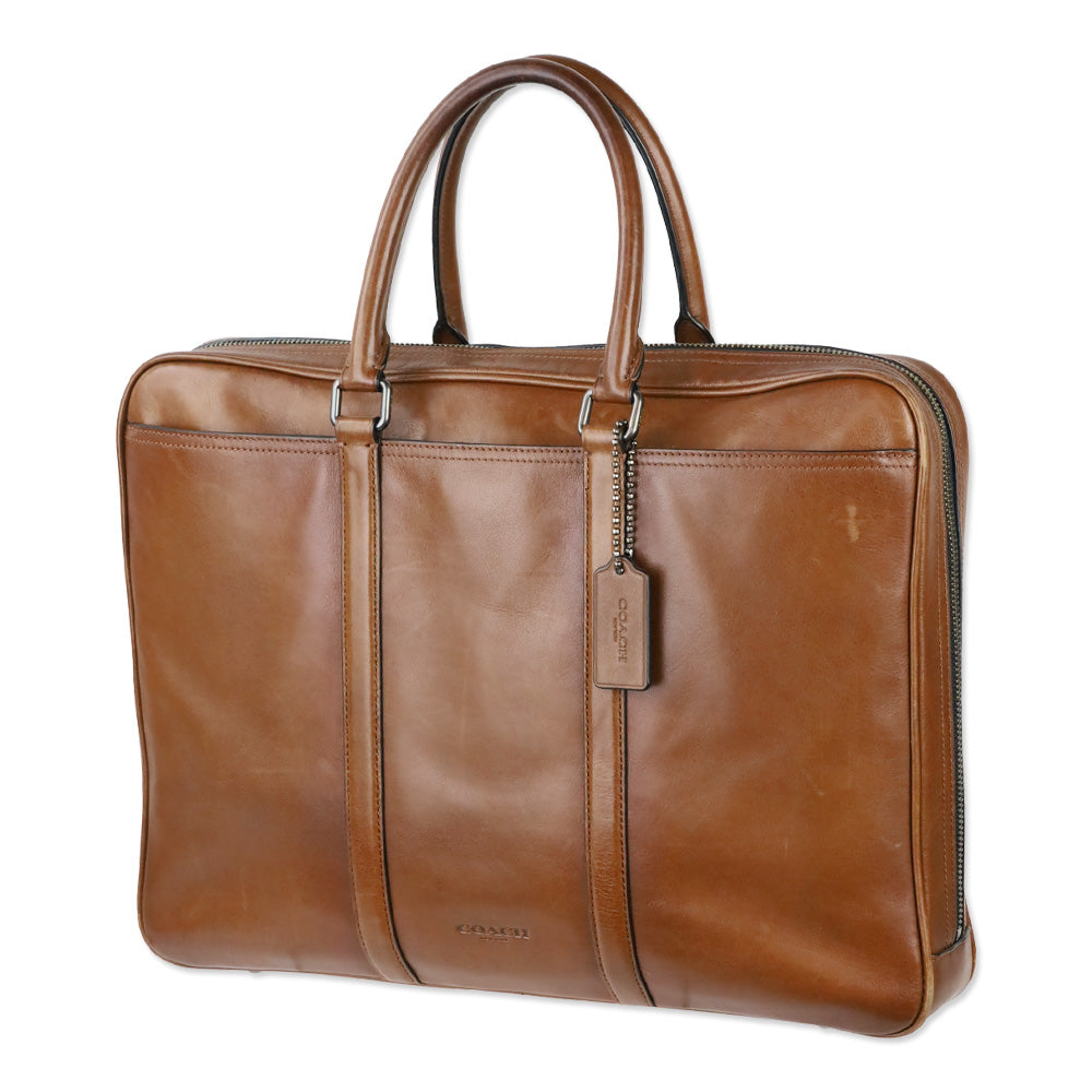 Coach Cognac Leather Metropolitan Slim Brief