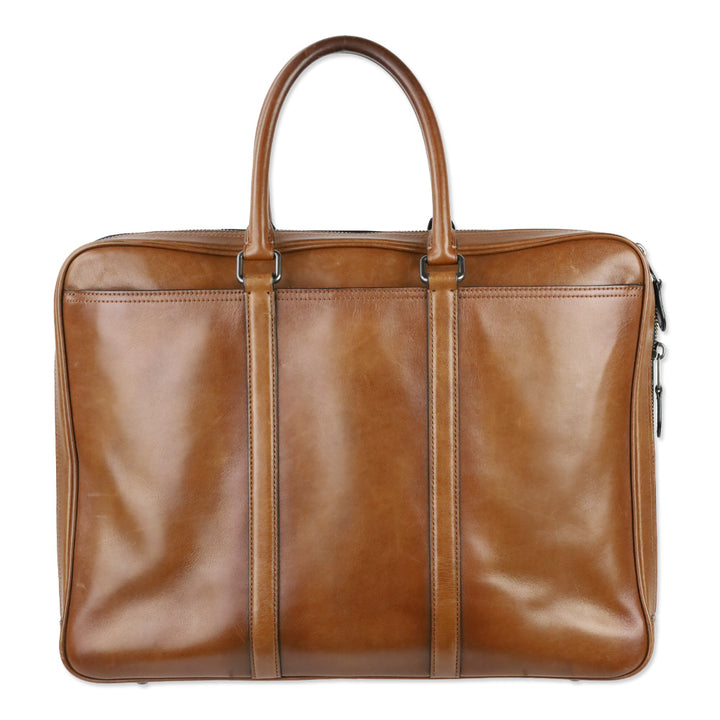 Coach Cognac Leather Metropolitan Slim Brief