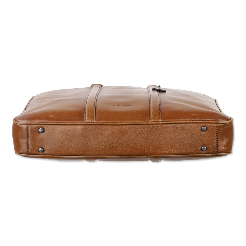 Coach Cognac Leather Metropolitan Slim Brief