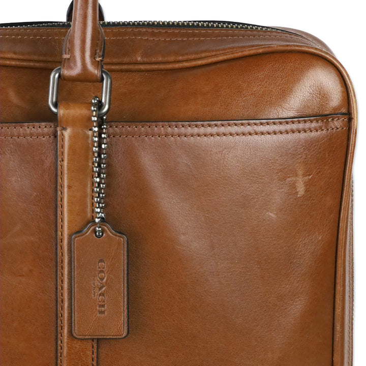 Coach Cognac Leather Metropolitan Slim Brief