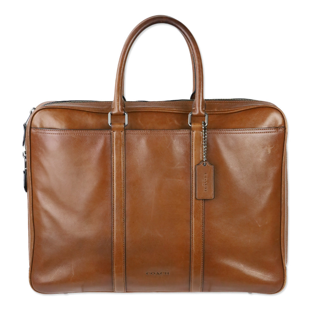 Coach Cognac Leather Metropolitan Slim Brief