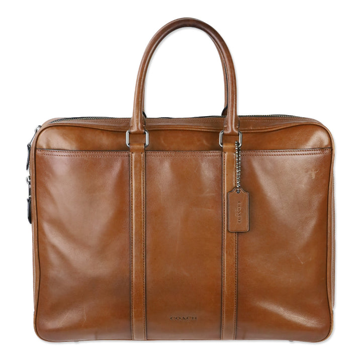 Coach Cognac Leather Metropolitan Slim Brief