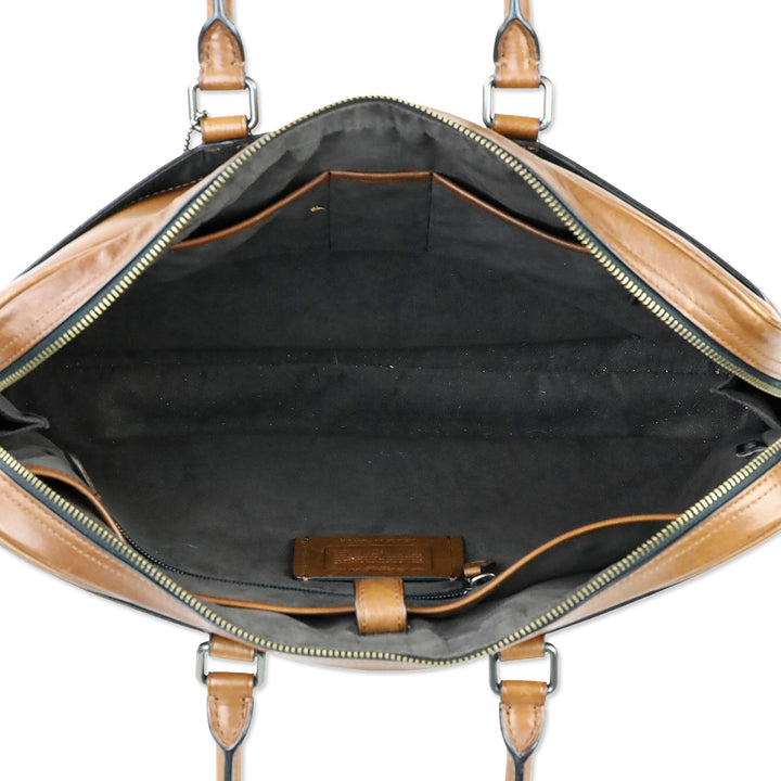 Coach Cognac Leather Metropolitan Slim Brief