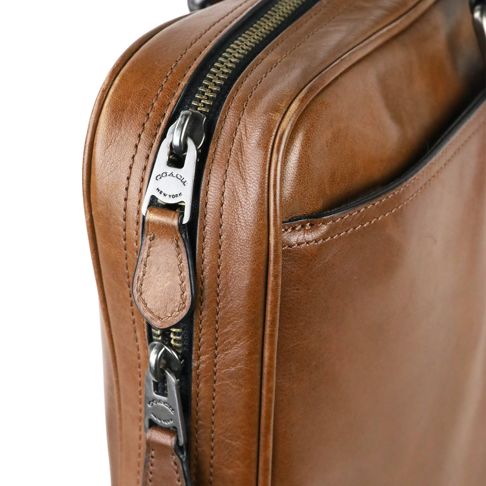Coach Cognac Leather Metropolitan Slim Brief