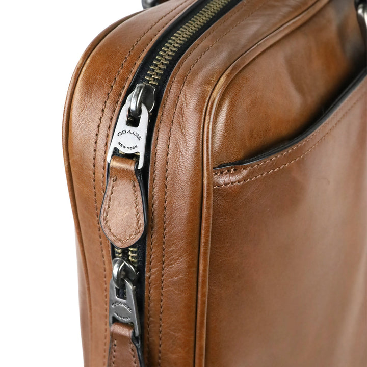 Coach Cognac Leather Metropolitan Slim Brief
