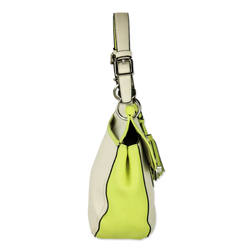 Coach Cream & Lime Green Two-Tone Leather Legacy Archival Willis Satchel Crossbody Bag